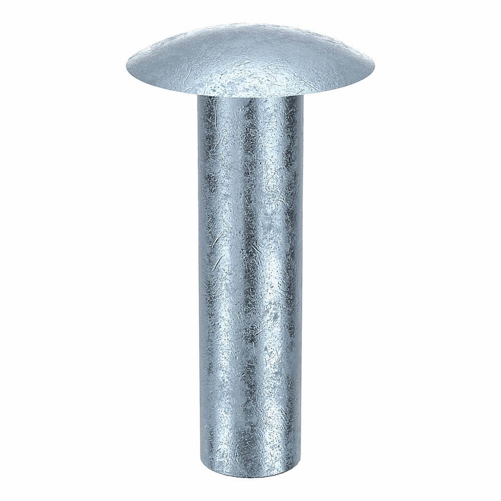 Solid Rivet, Rnd Spacer, Steel, 3/4 In Lg., 3/16 In Rivet Dia., Zn Plated, 130 Pk