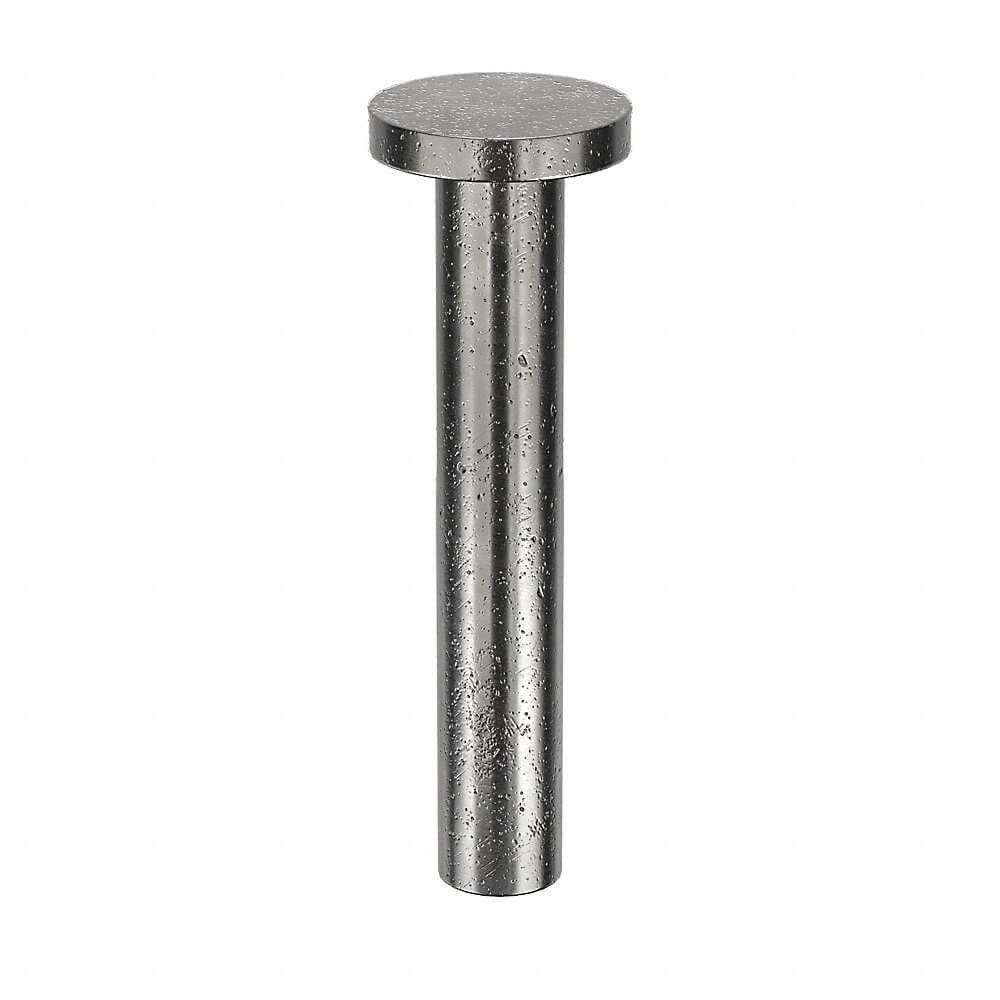 Solid Rivet, Flat, Steel, 3/4 In Lg., 1/8 In Rivet Dia., Plain, 305 Pk
