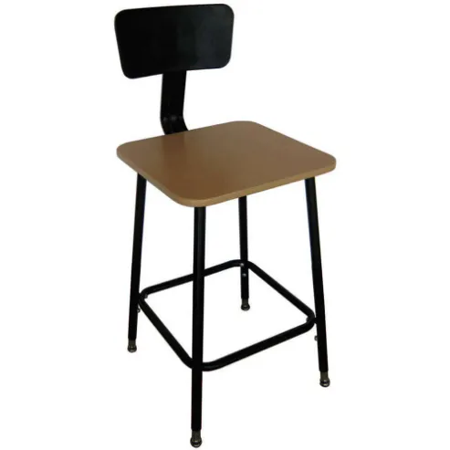 Square Stool With Backrest Wood 24 To 32