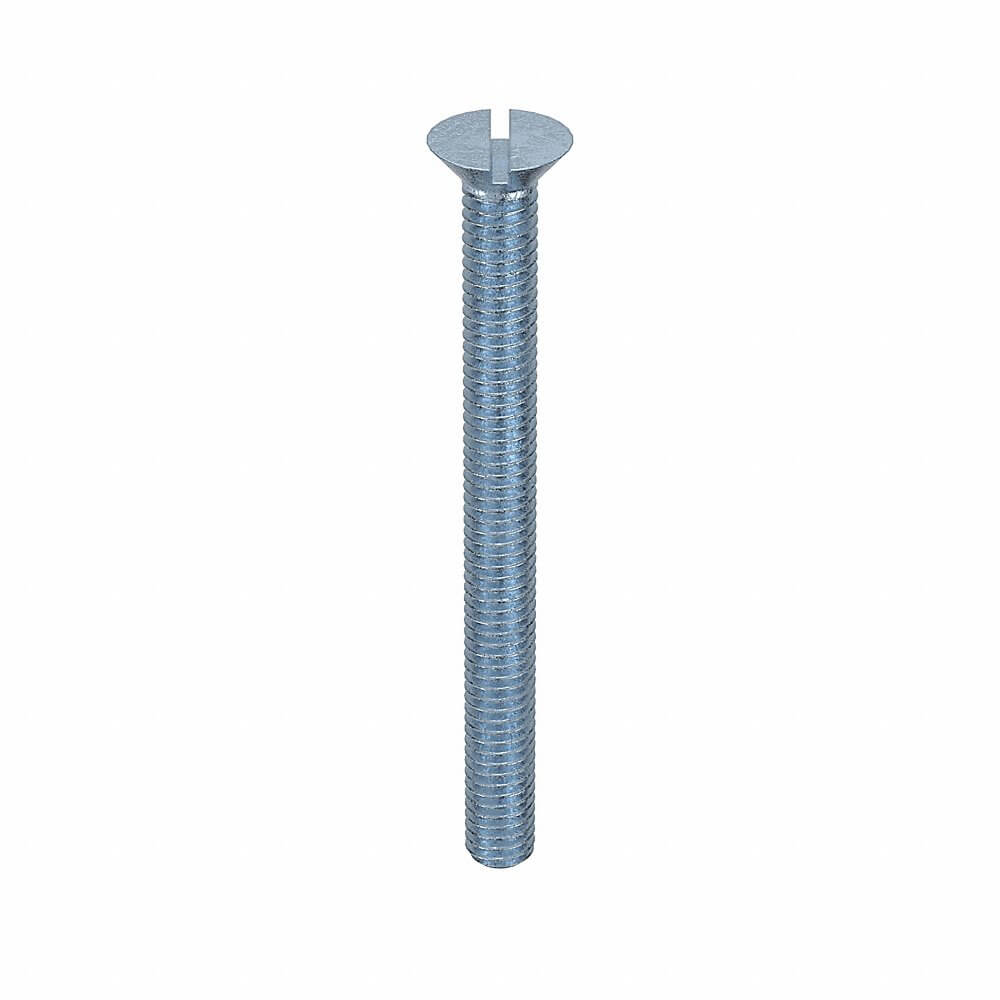 Machine Screw, 5/16 In - 18 Thread Size, Steel, 3 1/2 In Lg., Std, Flat, 100 Pk