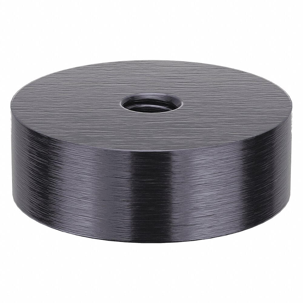 Round Standoff, 5/16 In - 18 Thread Size, Alu, 1/2 In Lg., 1 1/2 In O.D., Blk, 2 Pk