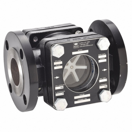 Single Wall Sight Flow Indicator, 2 Inch Pipe Size, 7 7/8 Inch Length