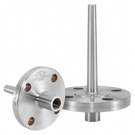 Flanged Thermowell, Stainless Steel, 1 1/2 Inch Flange Raised Face 150# Rating