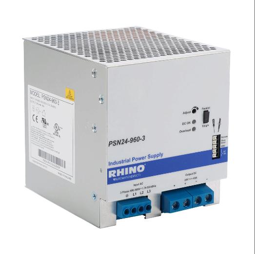 Switching Power Supply, 24 VDC At 40A/960W, 480 VAC Nominal Input, 3-Phase, Enclosed