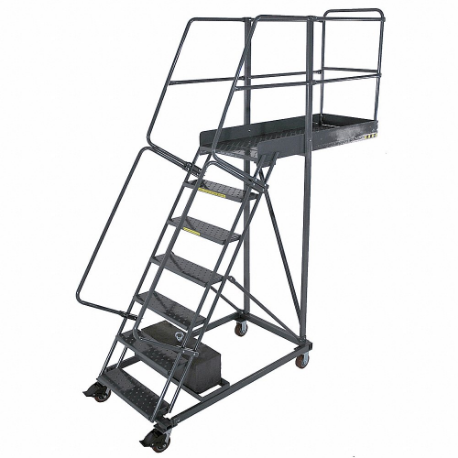 Cantilever Rolling Ladder, 6 Steps, 60 Inch Platform Height, 24 Inch Platform Width