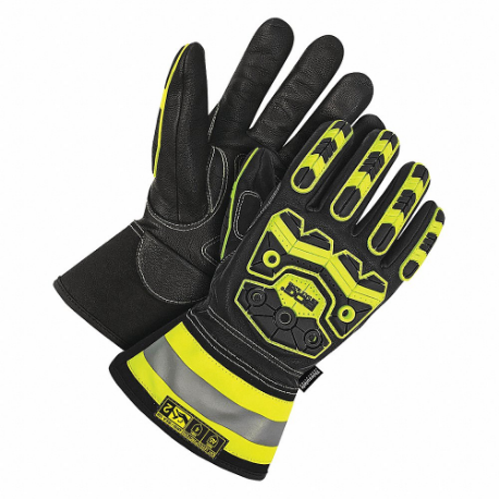 Leather Gloves, Size M, Goatskin, Glove, Full Finger, ANSI Impact Level 2, Aramid, 1 Pair