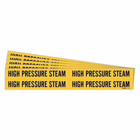 Pipe Marker, High Pressure Steam, Yellow, Black, Fits 3/4 to 2 3/8 Inch Size Pipe OD