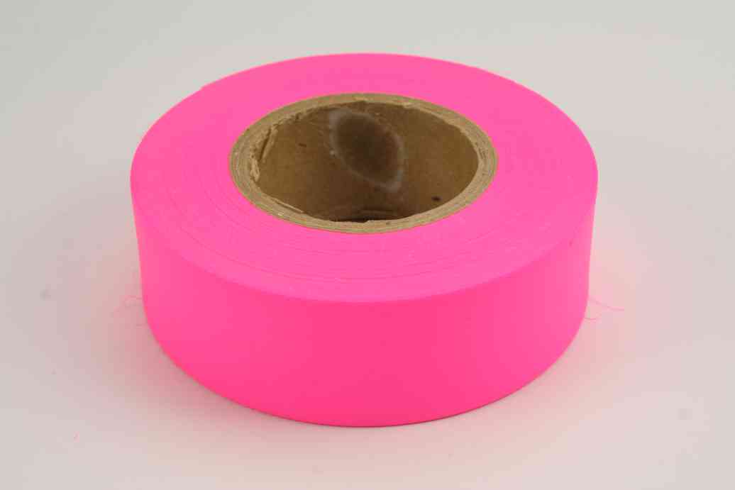 Fluorescent Flagging Tape, Pink, 1-3/16 Inch Size, 150 Feet Length