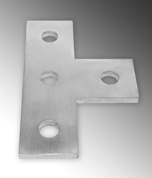 4 Hole Tee Plate, 9/16 Inch Hole, 316 Stainless Steel