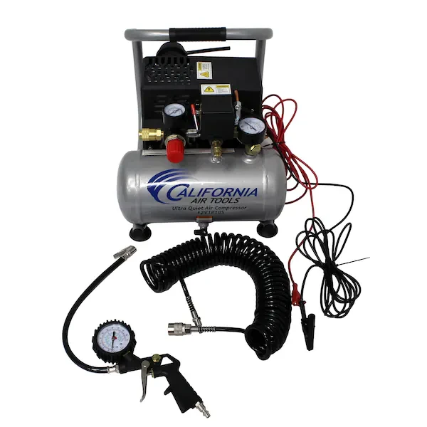 Light, Quiet Battery Powered 12V 1Gal SteelTank PortableAirCompressor