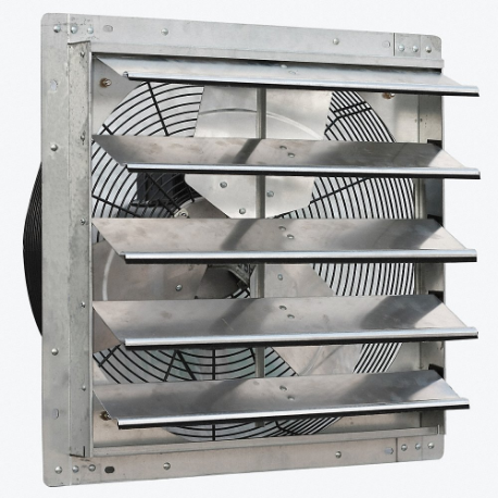 Galvanized Shutter Fan, 20 Inch Blade, 3 Speed, 1/4 hp, Totally Enclosed Air Over