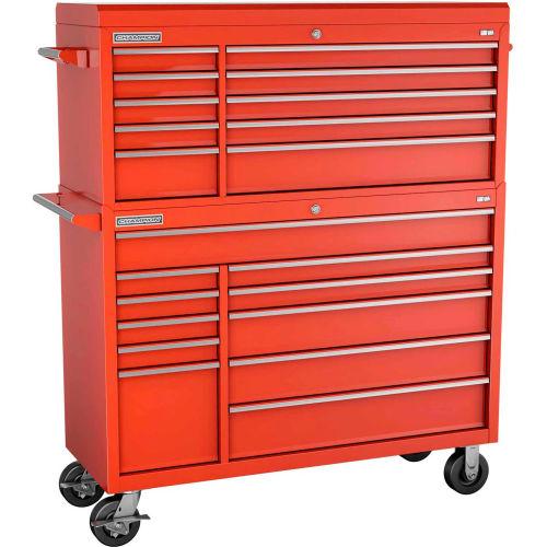 Cabinet, 54 x 20 Inch Size, 21 Drawers, Top Chest/Cabinet, Casters, Red
