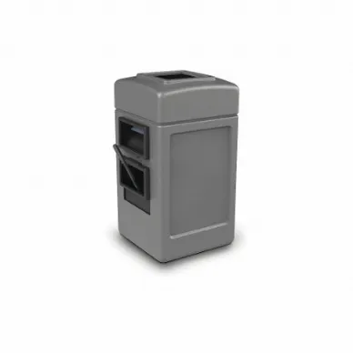 Harbor 1 Waste/WSC, Gray, Square, Flat with Top Opening Top, 45 gal Capacity