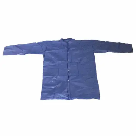 Disposable Lab Coat, Mandarin Collar, Open Cuff, Polypropylene, Blue, Xl, 25 PK