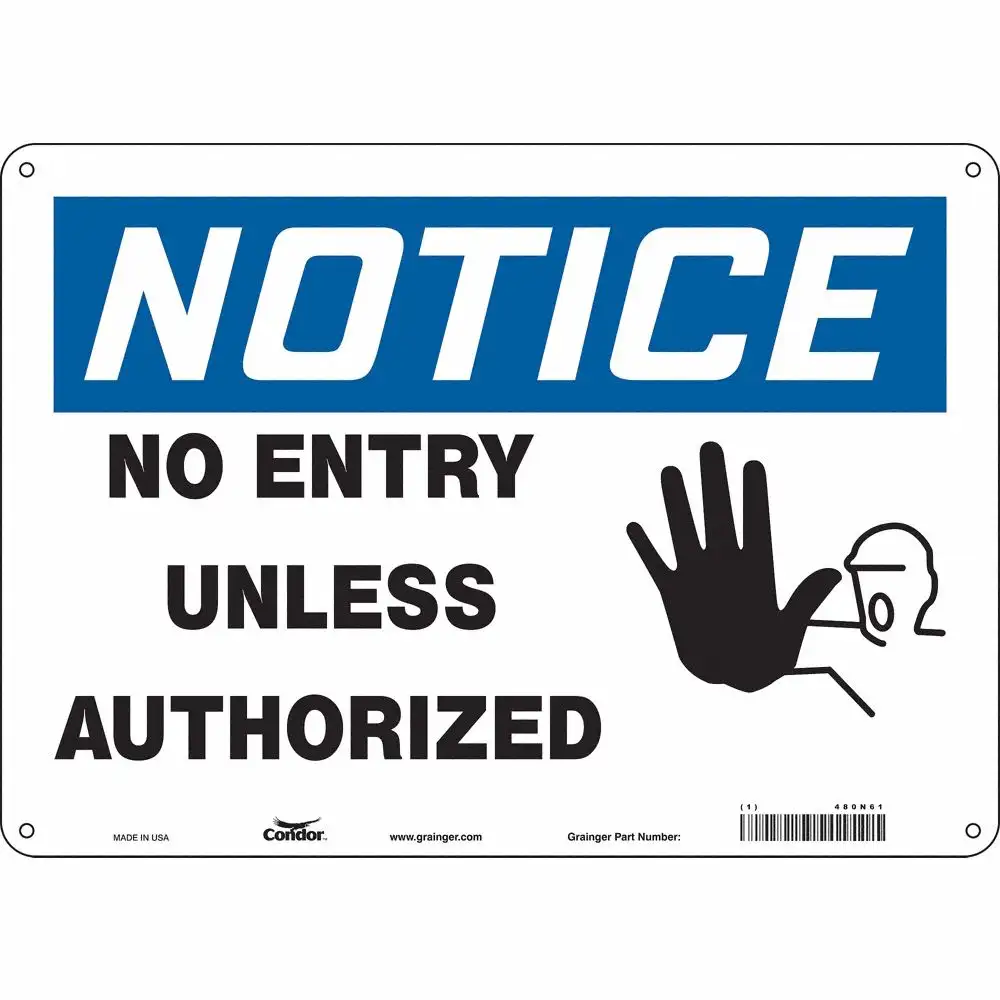 Safety Sign, 14 Inch Width, 10 Inch Height, Double Sided, With Mounting Holes