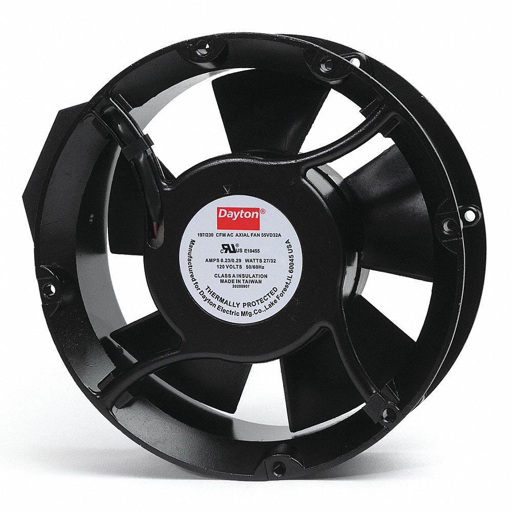 Round Axial Fan, 6 3/4 Inch Dia., 2 Inch Depth, Aluminum, 120V AC