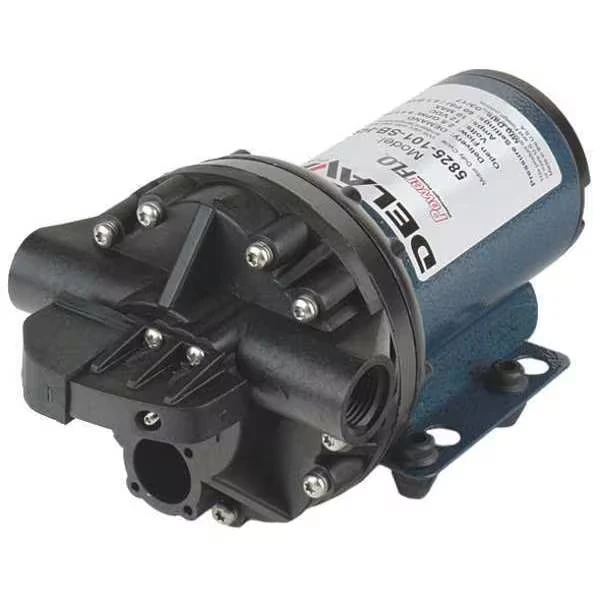 Diaphragm Pump, Polypropylene, Santoprene, 12VDC, 2.5 GPM