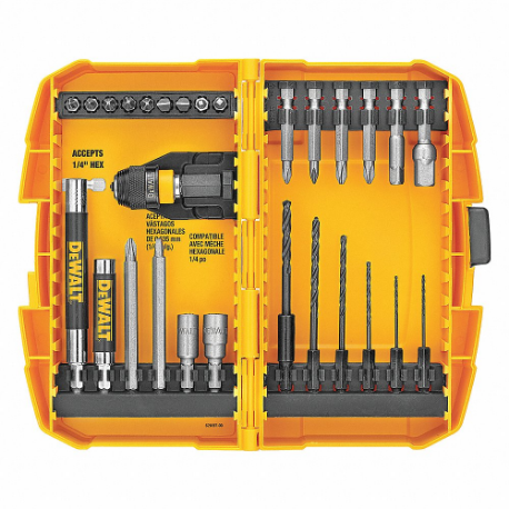 Screwdriver Bit Set, Screwdriver Bit Set, 1/4 Inch Hex Shank Size, S2 Steel, Hand