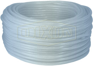 Imported Clear Pvc Braided Tubing, Clear, 300 Ft. Length, Pvc, 14 To 149 Deg. F