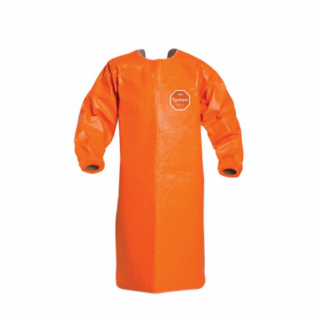 Chemical Resistant Sleeve Apron, Tychem 6000 FR, Medium Duty, Knee, Orange, 2XL, 2 Pack