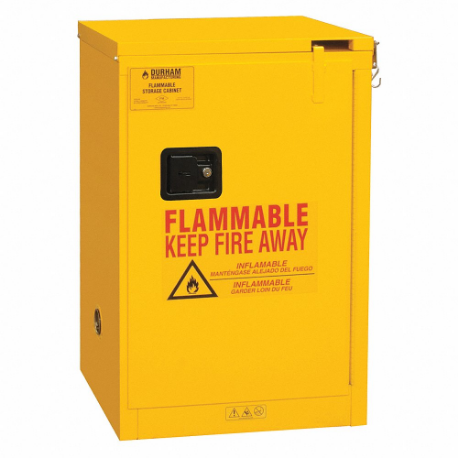 Flammable Storage Cabinet, Self Close, 12 Gallon, Yellow
