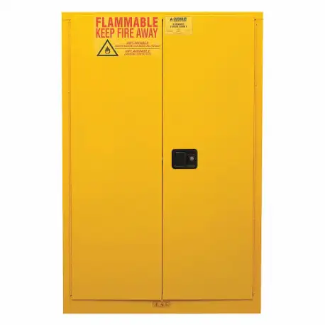 Flammable Storage Cabinet, Manual, 2 Door, 45 Gallon, Yellow