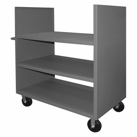 Solid Stock Truck, 2 Sided, 3 Shelf, Gray