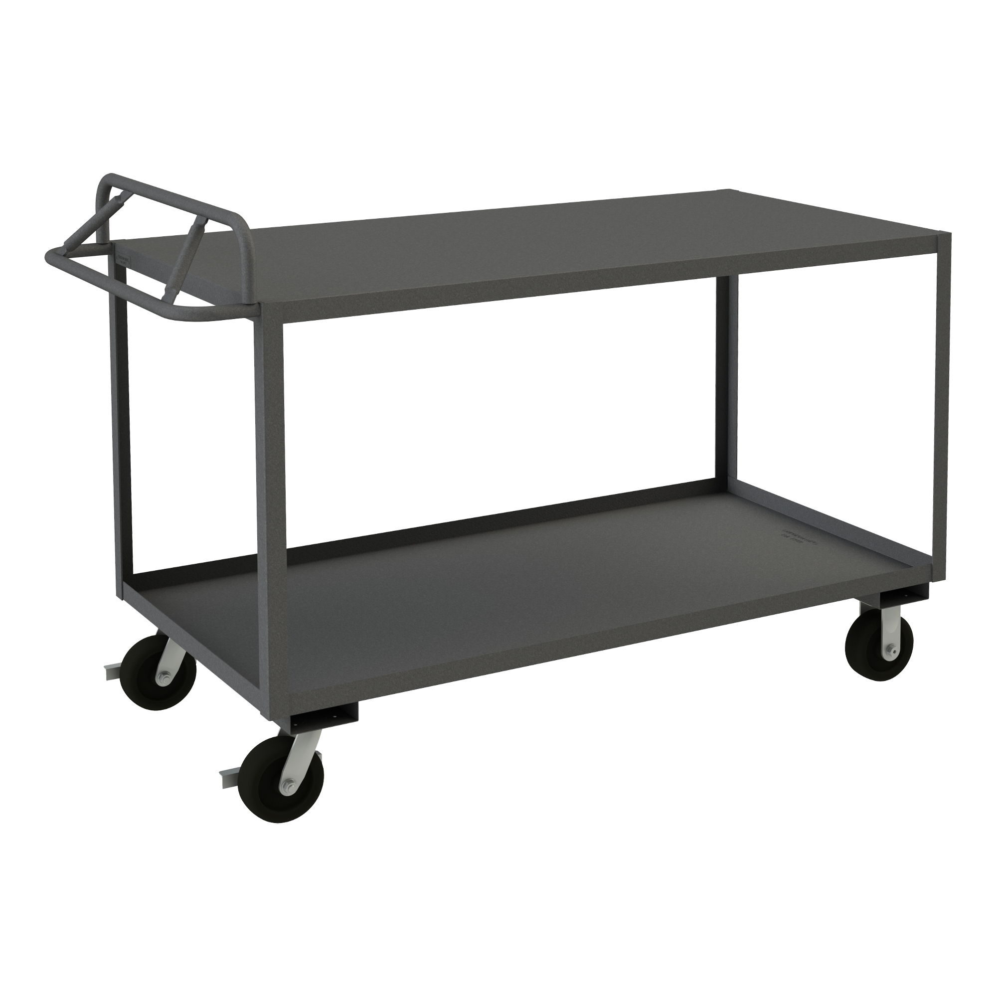 Stock Cart With Ergonomic Handle, 2 Shelf, Size 30-1/4 x 66-1/4 x 45 Inch, Gray
