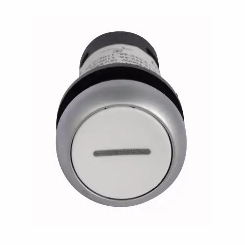 Compact Pushbutton, 22.5 mm, X1 Etching, White, Silver Bezel, Non-Illuminated, Maintained