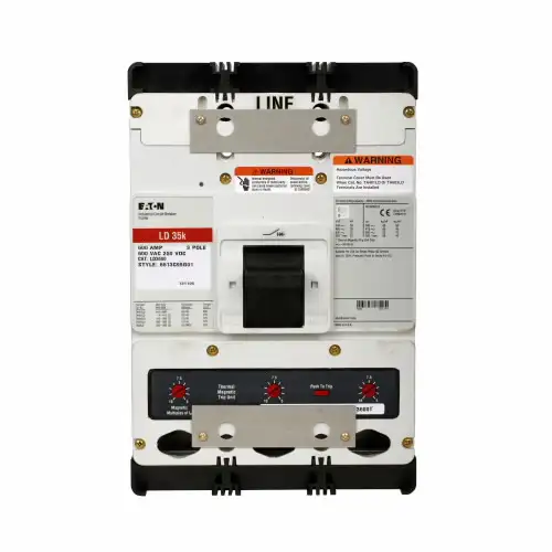 Molded Case Circuit Breaker, L-Frame, Electronic Lsia Trip, 3-Pole, 600A, 600 Vac, 250 Vdc