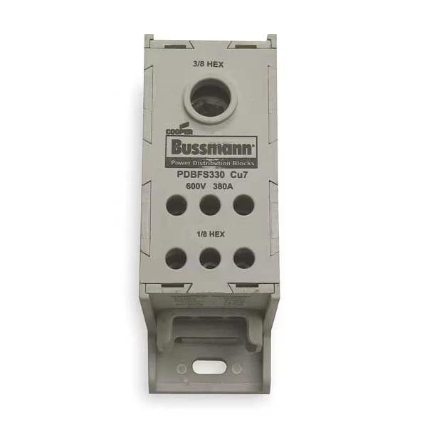 Pwr Dist Block, 380A, 1P, 6P Secondary, 600V
