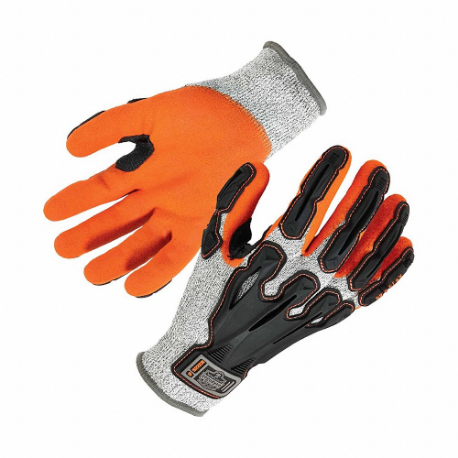 Impact Gloves, Level 5, Gray/Orange