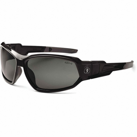 Safety Glasses, Polarized, Traditional Frame, Full-Frame, Gray, Black