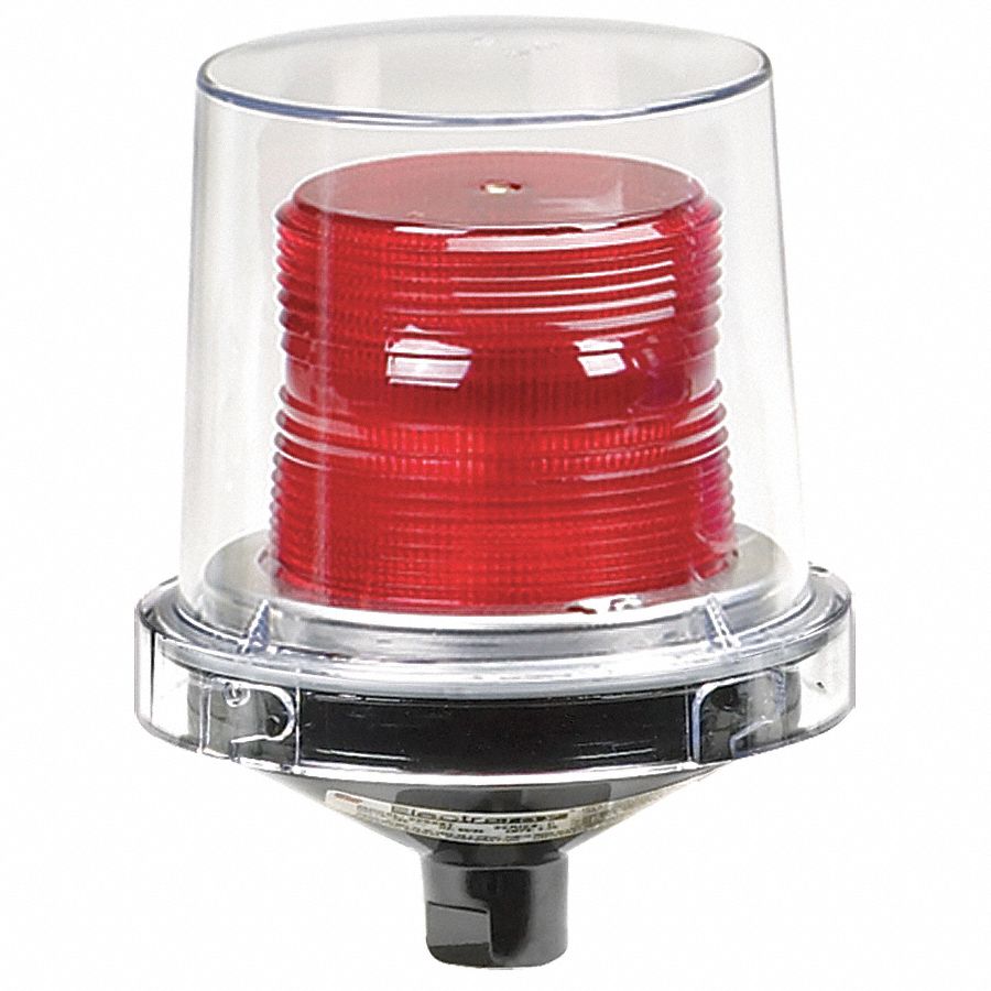 Warning Light, Red, 120VAC, 90 Flashes Per Minute, 7 1/4 Inch Height