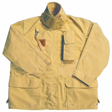 Turnout Coat, 2Xl, Tan, 54 Inch Fits Chest Size, 32 Inch Length, Zipper/Hook-And-Loop