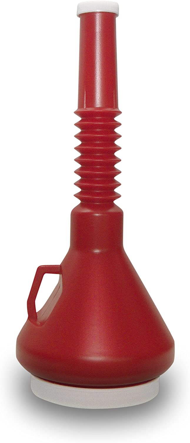 Double Capped Funnel, 14-1/4 Inch Spout Length, 1-2/3 Quart, Dark Red