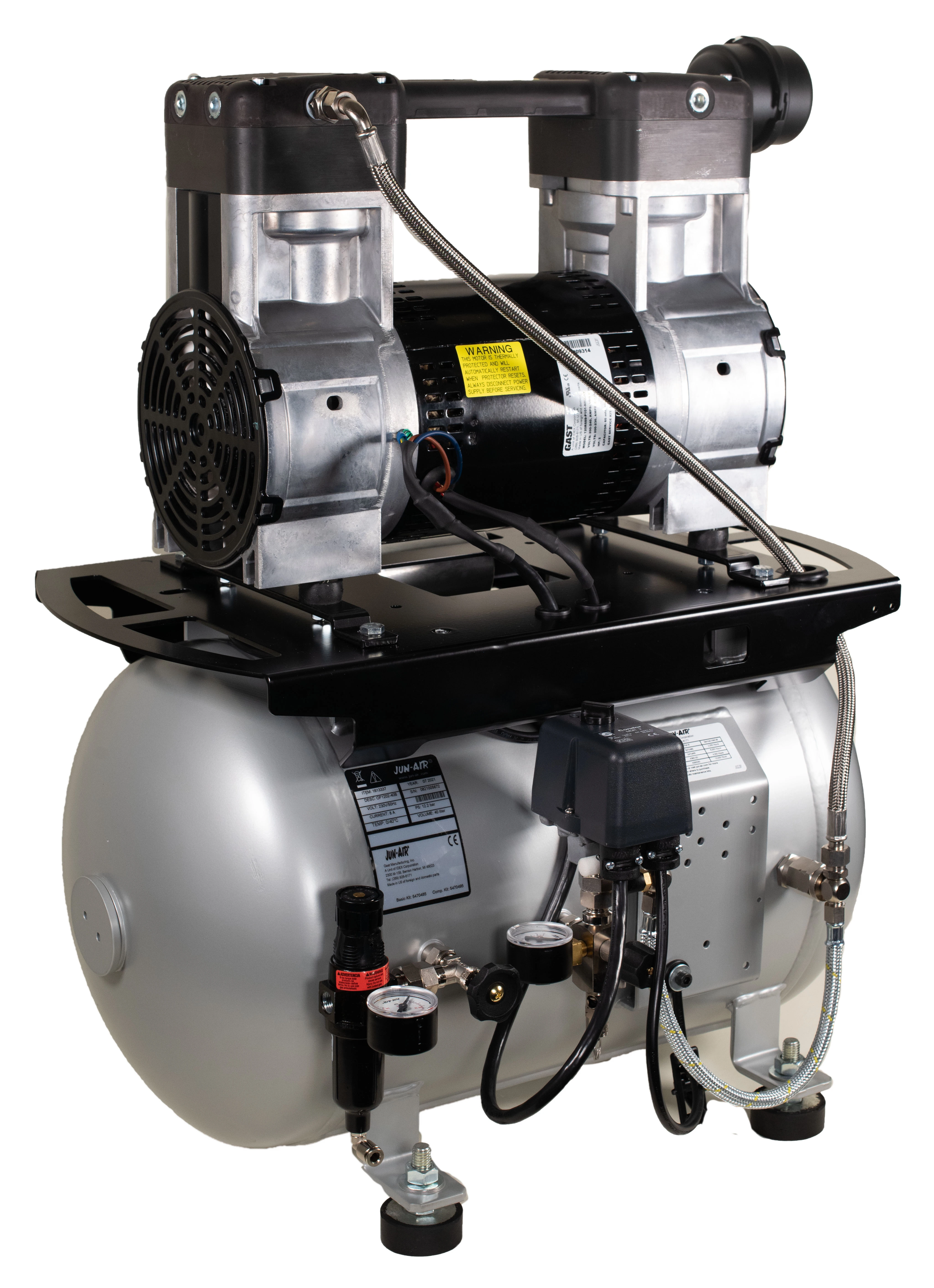 Rocking Piston Compressor, 10.6 Gal Tank Size, 8.27 Bar Max Pressure