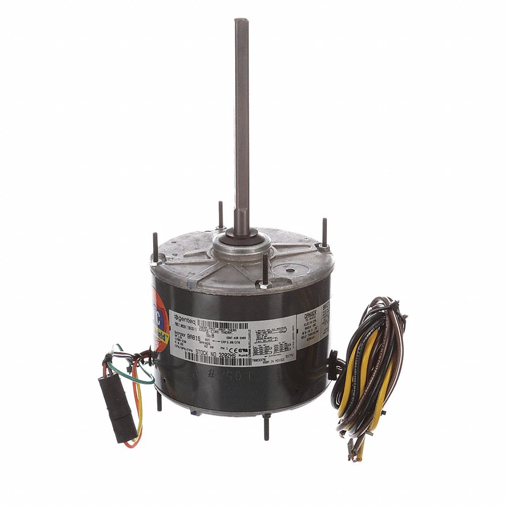 Condenser Fan Motor, 1/8 HP, 1 Phase, 60 Hz, 208-230 V, 825 RPM, 1 Speed, 48 Frame