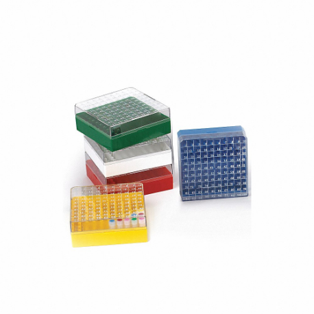 Cryogenic Vial Storage Box, Plastic, Green, 52 mm Overall Ht, 120 Deg C, -196 Deg C, 5 PK