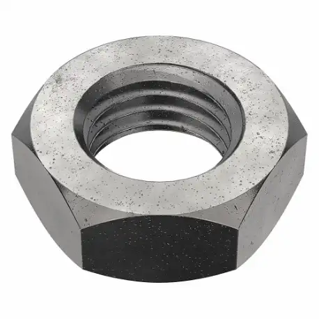 Jam Nut, 3 Inch Size Hex Width, 1 1/64 Inch Size Hex Ht, Steel, Not Graded, Black Oxide