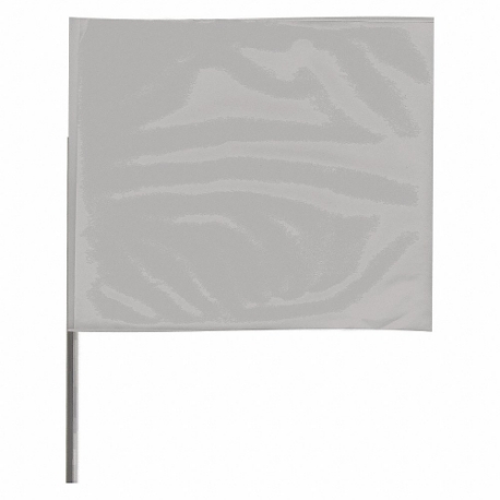 Marking Flag, 4 Inch x 5 Inch Flag Size, 18 Inch Staff Ht, Silver, Blank, No Image