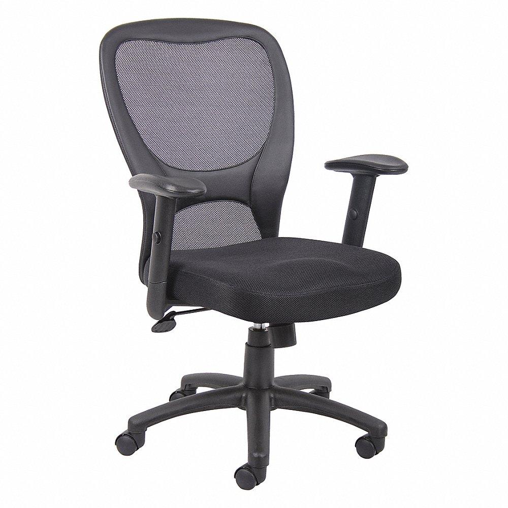 Desk Chair, Adjustable Arm, Black, Mesh, 275 lbs. Capacity