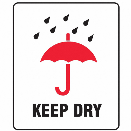 Instructional Handling Label, Keep Dry, 3 Inch Size Label Width, 4 Inch Size Label Ht