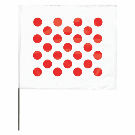 Marking Flag, 4 x 5 Inch Flag Size, 30 Inch Staff Ht, Red/White, Blank, No Image