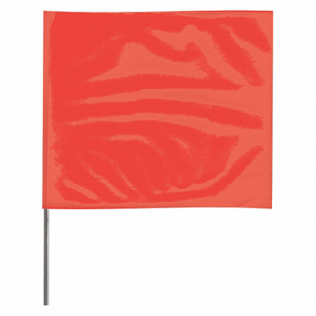 Marking Flag, 4 Inch x 5 Inch Flag Size, 30 Inch Staff Ht, Fluorescent Red, Blank