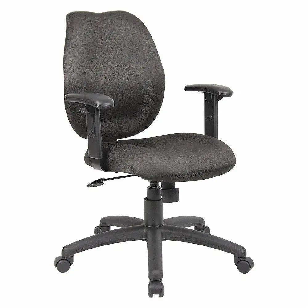 Task Chair, Adjustable Arm, Black, Fabric, 275 lbs. Capacity, Unassembled