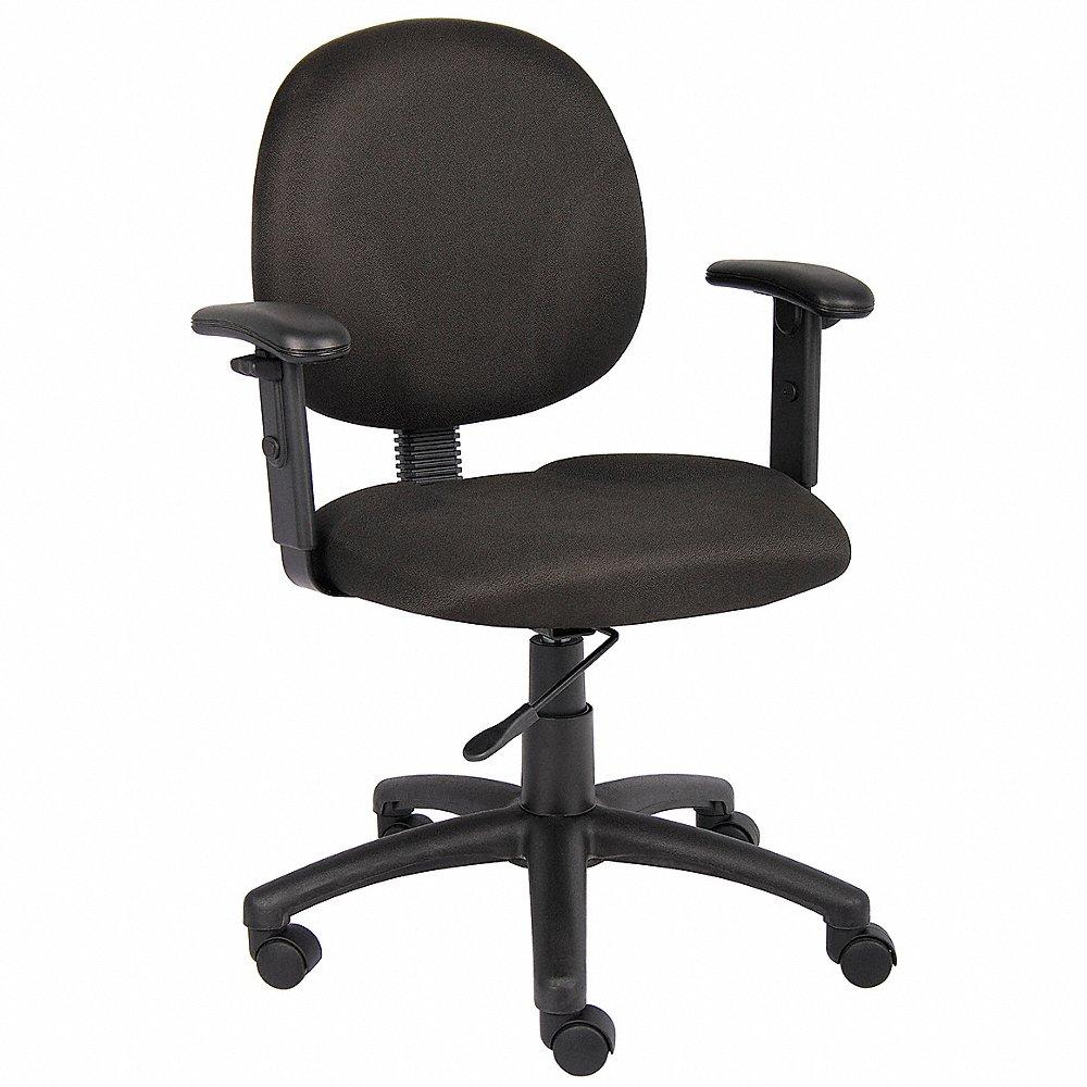 Desk Chair, Adjustable Arm, Black, Polyester, 275 lbs. Capacity