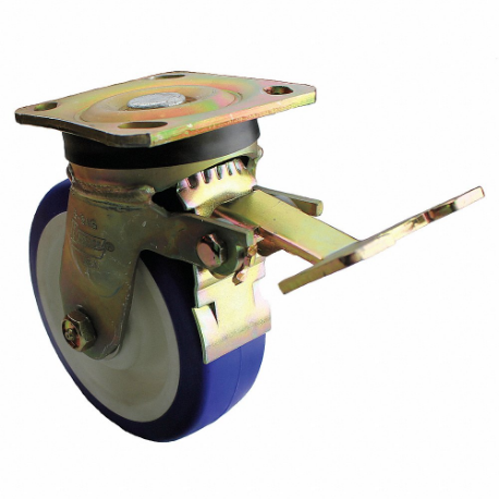 Plate Caster, 6 Inch Dia, Swivel Caster With Total Lock