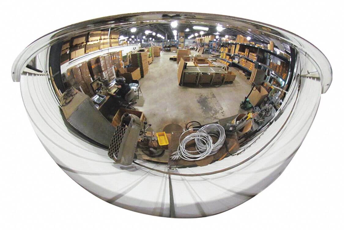 Half Dome Mirror, 180 Deg.Viewing Angle, 36 Inch Dia., Wall/Ceiling Mounting