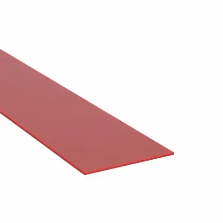 Silicone Strip, 4 Inch X 10 Ft, 0.0625 Inch Thickness, 40A, Plain Backing, Red, Smooth